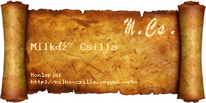 Milkó Csilla névjegykártya